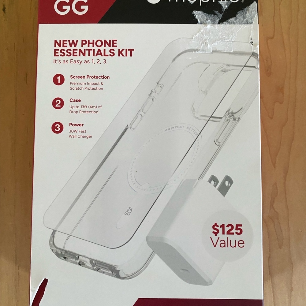 ZAGG mophie New Phone Essentials Kit 360 Screen Protection 30W Wall Charger - Picture 10 of 16